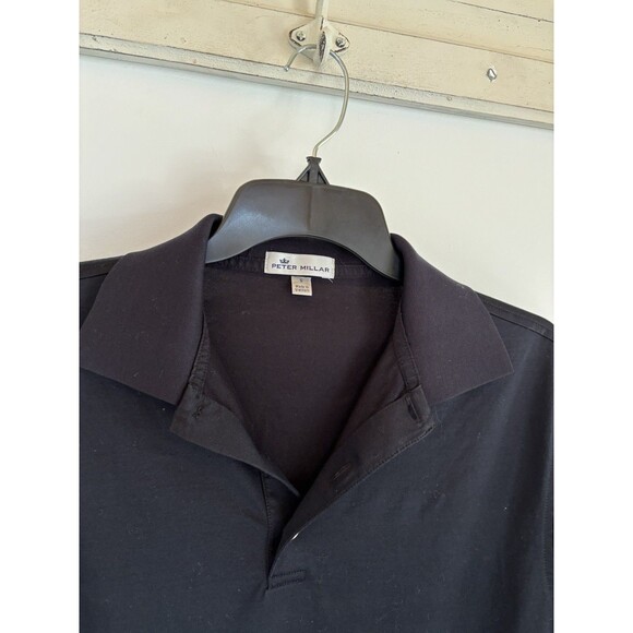 Peter Millar Solid Black Polo 100% Cotton Men’s Small Short Sleeve EUC - Picture 2 of 7